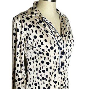 Bayo Black Label Dress Womens Size M Cream Black Red Polka Dot Satin